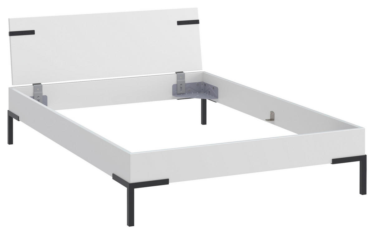 BETT 160/200 cm,  in Weiß  - Schwarz/Weiß, Design, Metall (160/200cm) - Xora