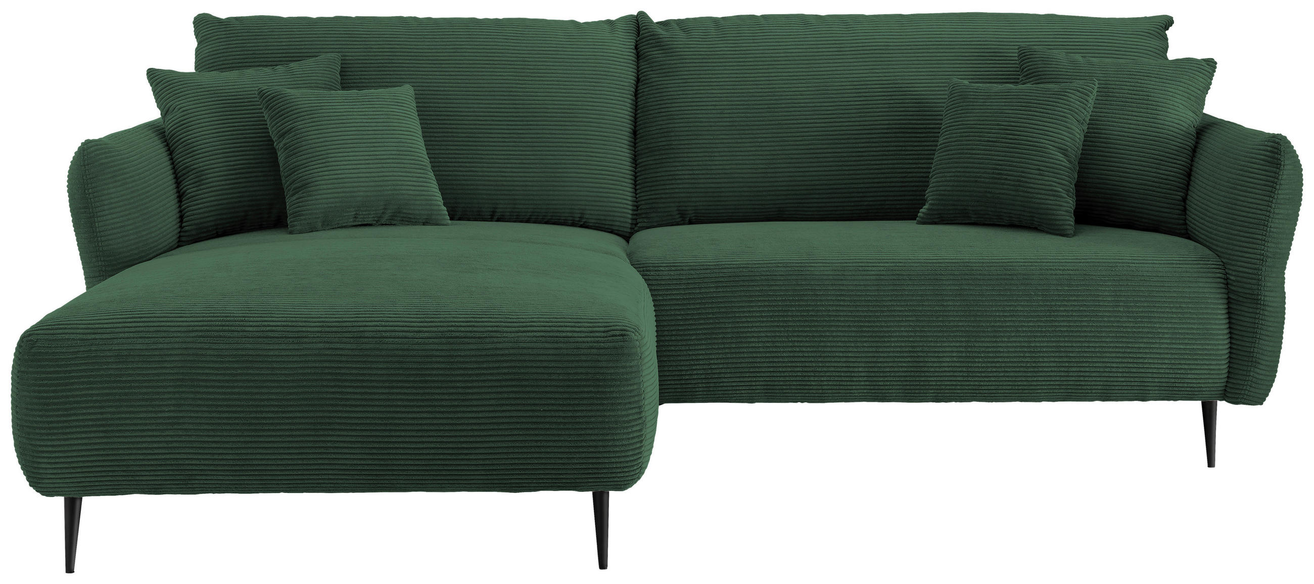 ECKSOFA Dunkelgrün Cord  - Dunkelgrün/Schwarz, Design, Textil/Metall (178/264-302cm) - Livetastic