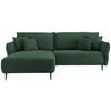 ECKSOFA Dunkelgrün Cord  - Dunkelgrün/Schwarz, Design, Textil/Metall (178/264-302cm) - Livetastic