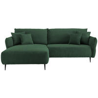 ECKSOFA in Cord Dunkelgrün  178/264-302 cm  - Dunkelgrün/Schwarz, Design, Textil/Metall (178/264-302cm) - Livetastic