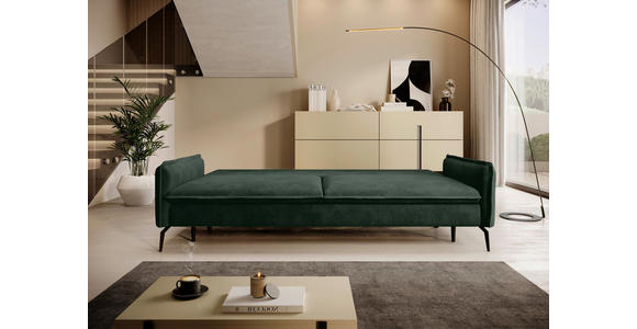 SCHLAFSOFA in Chenille Waldgrün - Waldgrün/Schwarz, KONVENTIONELL, Textil/Metall (223/89/107cm) - Carryhome