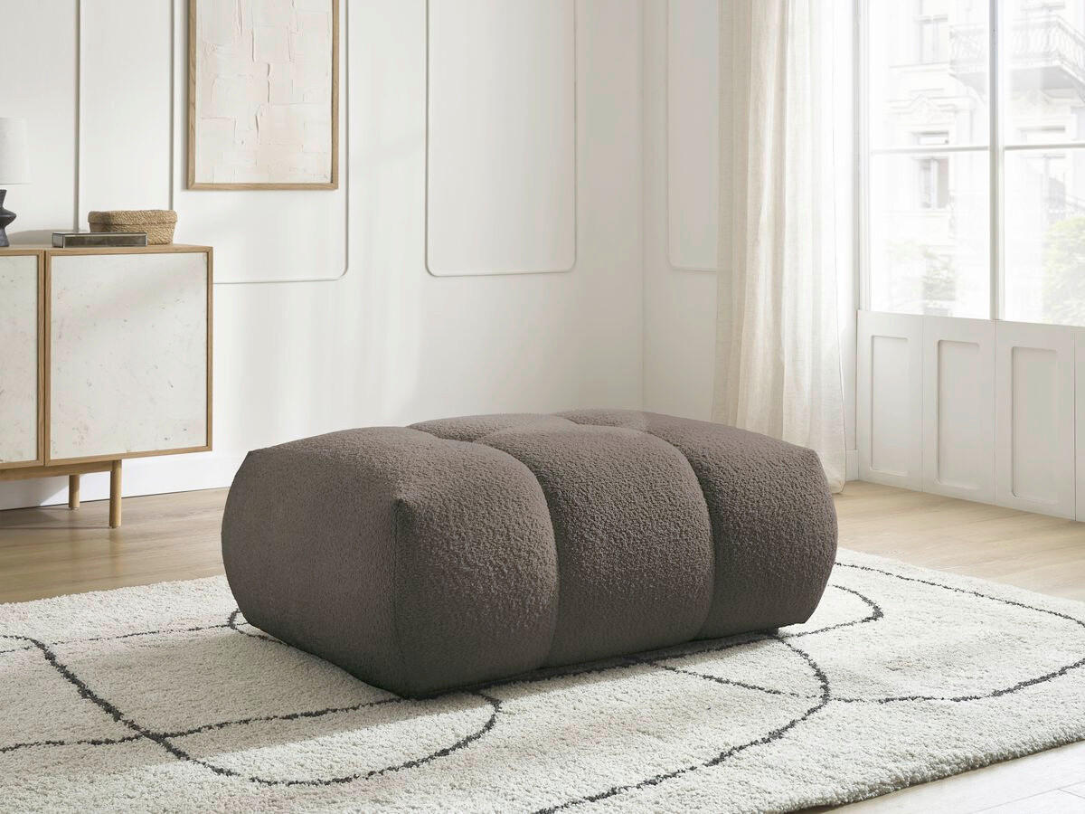HOCKER FUJI  Bouclé Taupe  - Taupe/Schwarz, MODERN, Kunststoff/Textil (112/44/80cm)