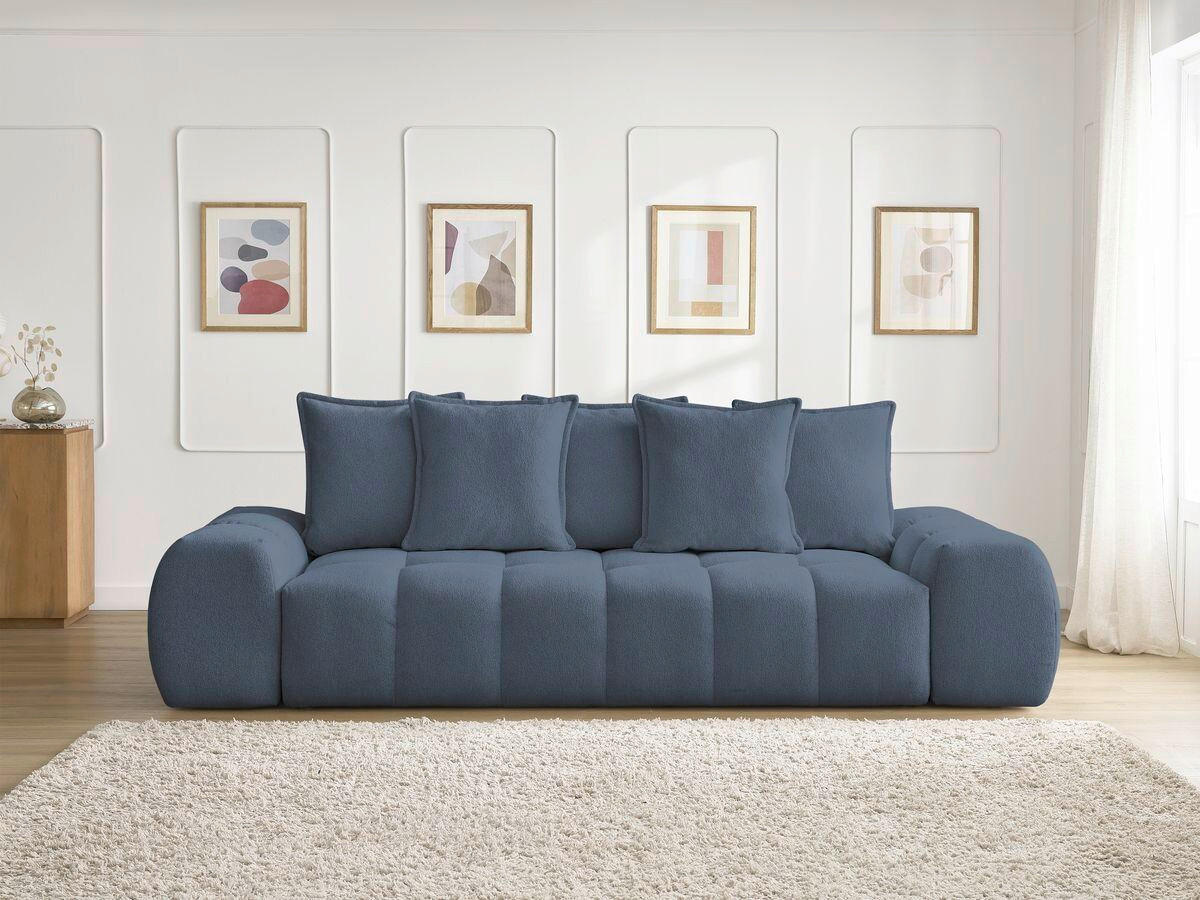 SCHLAFSOFA EVEREST  mit Armteil links, Armteil rechts Flachgewebe Dunkelblau  - Schwarz/Dunkelblau, MODERN, Kunststoff/Textil (278/115/90cm) - Livetastic