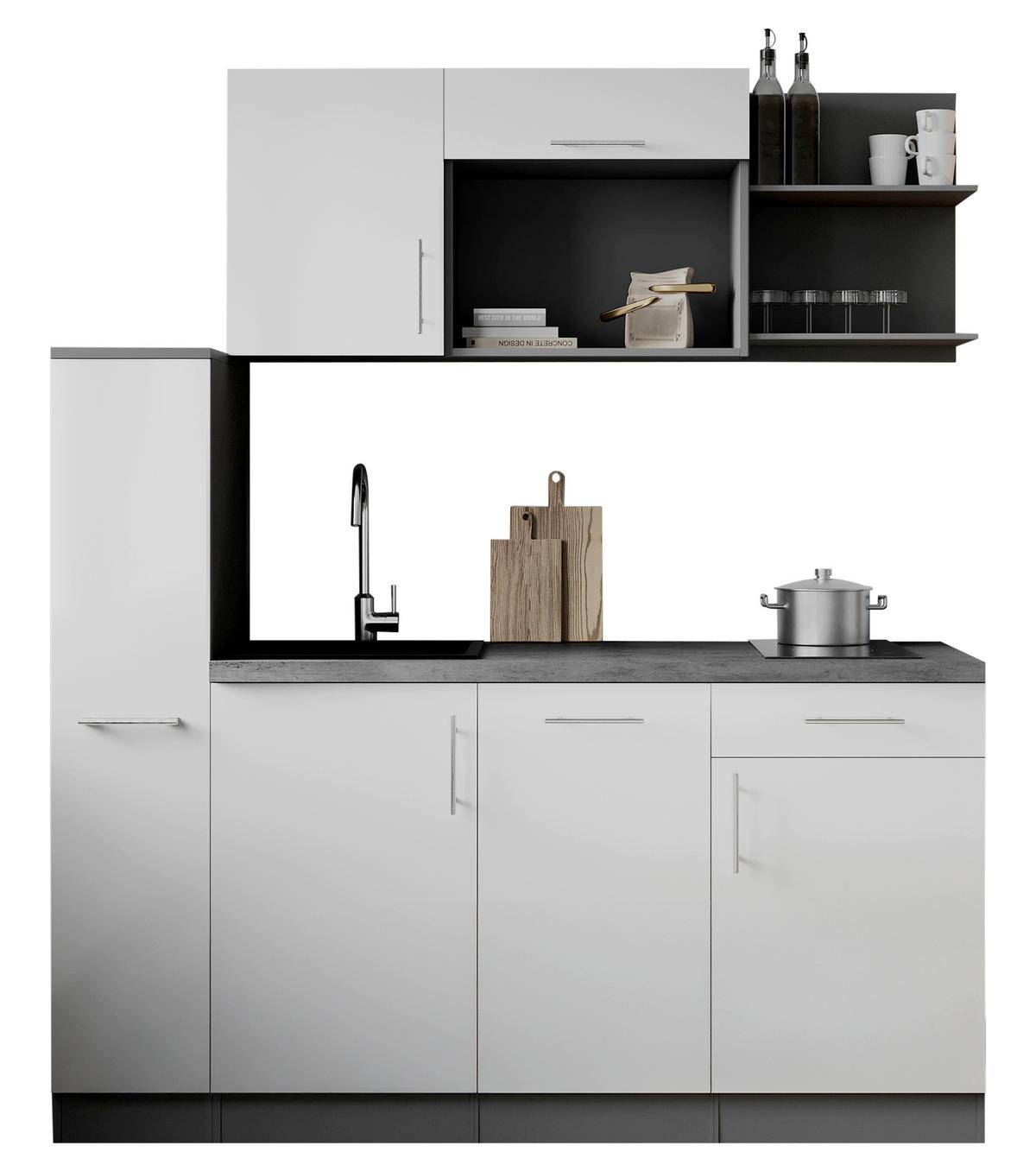 KUHINJSKI BLOK  bijela  - bijela/siva, Trend, drvni materijal/metal (175cm) - Respekta