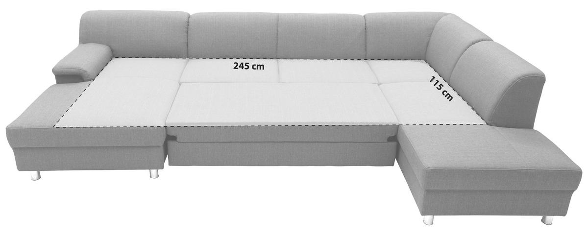 WOHNLANDSCHAFT Silberfarben Webstoff  - Chromfarben/Silberfarben, KONVENTIONELL, Textil/Metall (150/308/195cm) - MID.YOU