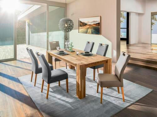 STUHL  in Lederlook Holz, Textil  - Eichefarben/Grau, KONVENTIONELL, Holz/Textil (47/100/47cm) - Cantus