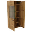 VITRINE  in massiv Eiche Eichefarben, Eiche Artisan  - Eichefarben/Schwarz, Natur, Glas/Holz (75/163/40cm) - Linea Natura