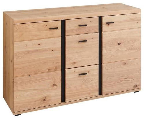 KOMODA, barvy jasanu, dub artisan, 134/86/43 cm - černá/barvy jasanu, Design, kov/kompozitní dřevo (134/86/43cm) - Linea Natura