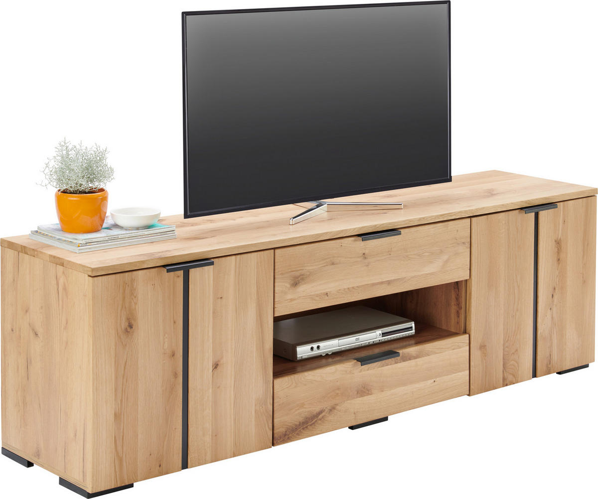 TV-ELEMENT - Eichefarben/Schwarz, Natur, Holz/Holzwerkstoff (180/54/43cm) - Linea Natura
