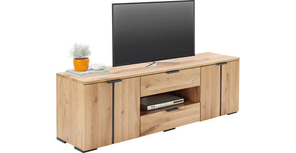 TV-ELEMENT Holz Schwarz, Eichefarben  - Eichefarben/Schwarz, Natur, Holz/Holzwerkstoff (180/54/43cm) - Linea Natura