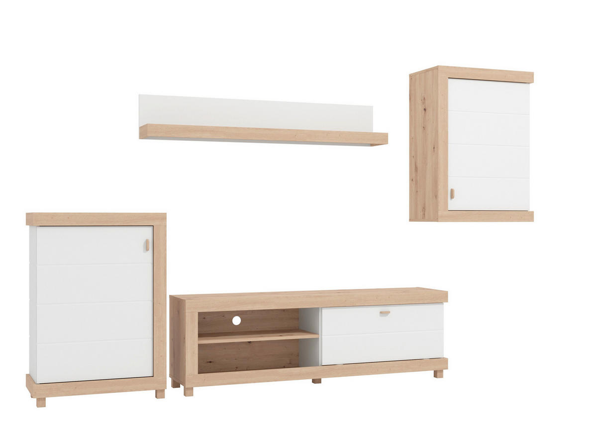 REGAL ZA DNEVNI BORAVAK bijela, hrast Artisan   - bijela/hrast Artisan, Moderno, drvni materijal/plastika (297/35/179,5cm)