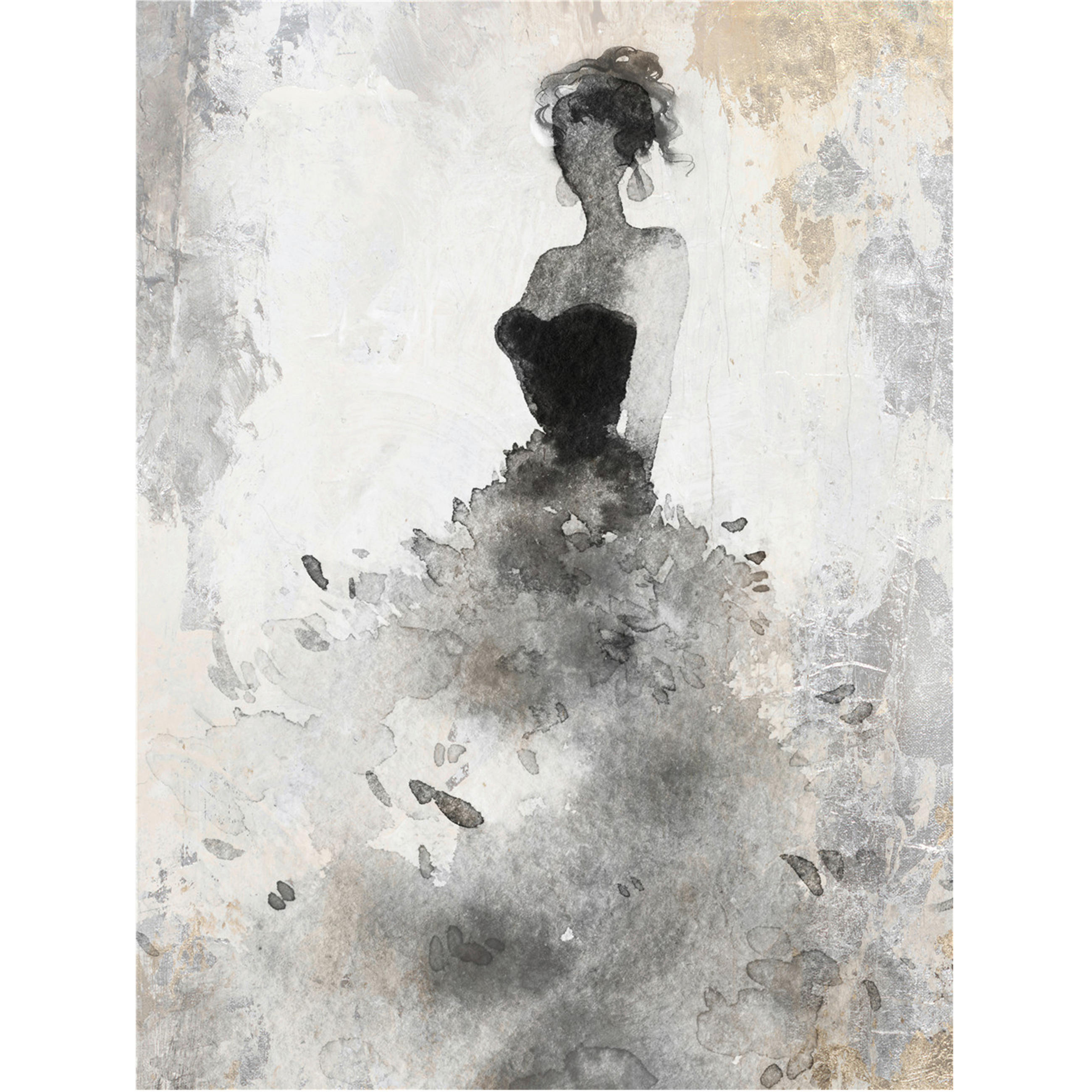 Monee Kunstdruck Grau, Schwarz, Weiß 90x120 cm