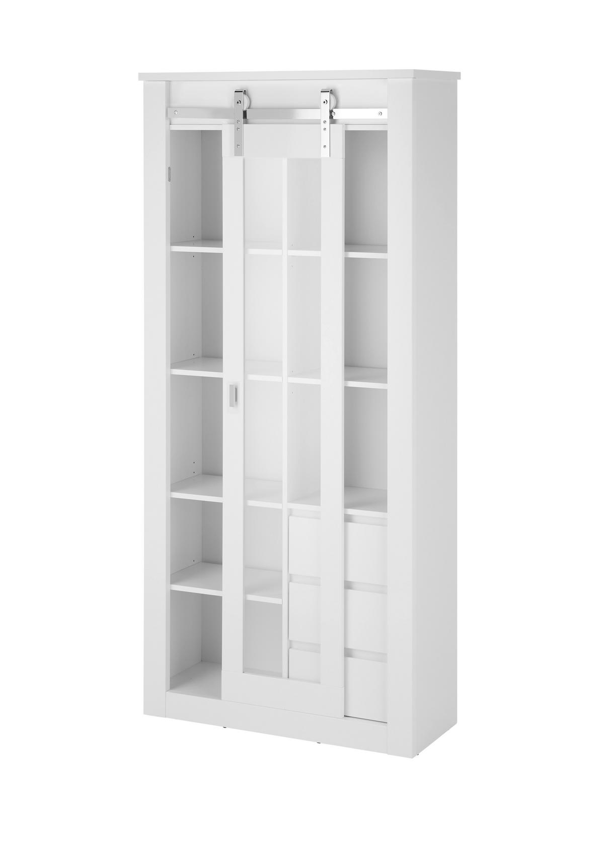 VITRINE  in Weiß, Weiß Hochglanz  - Chromfarben/Weiß Hochglanz, Design, Holzwerkstoff/Metall (93/201/38cm) - Livetastic