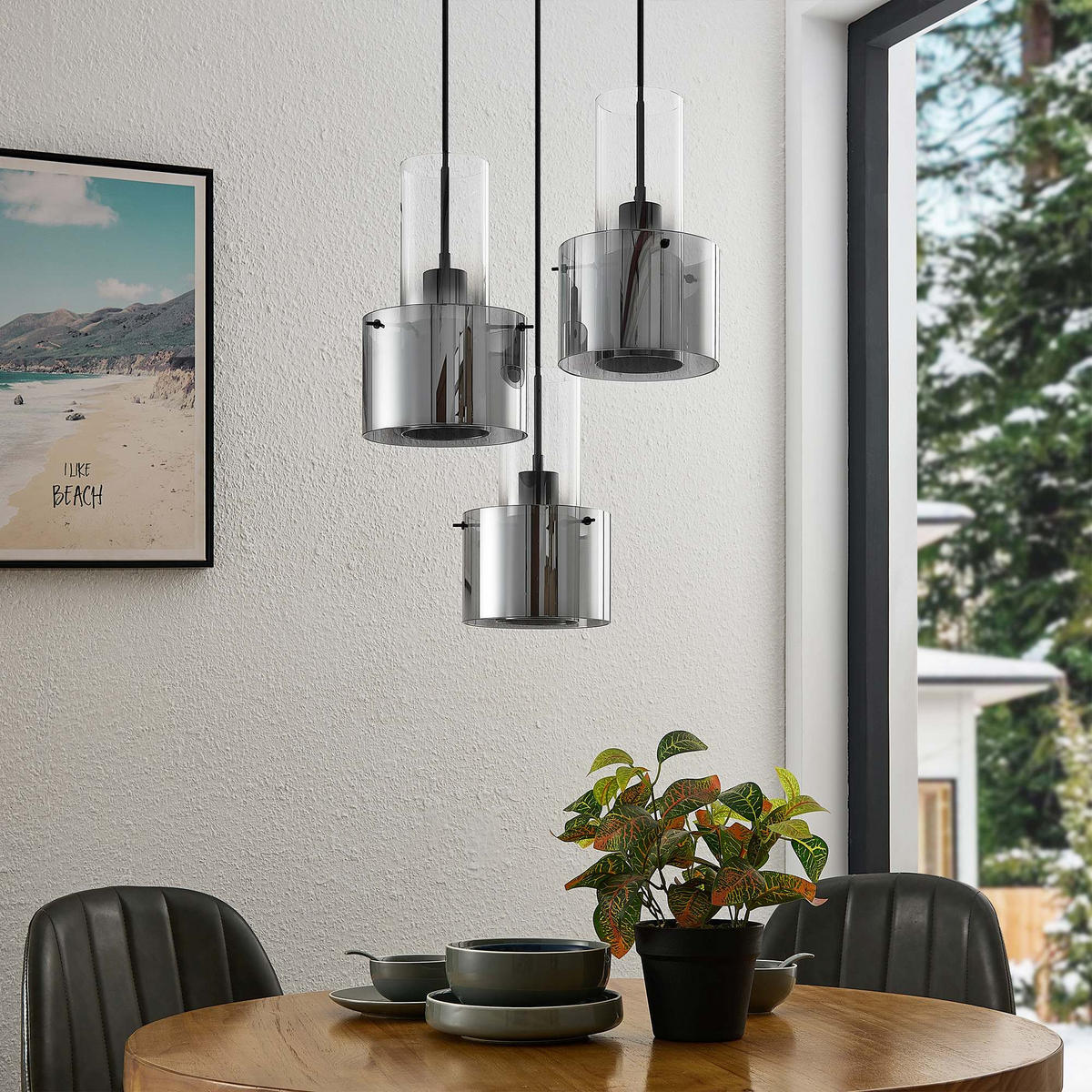 HÄNGELEUCHTE 33/150 cm  - Dunkelgrau, Design, Glas/Metall (33/150cm) - Dieter Knoll