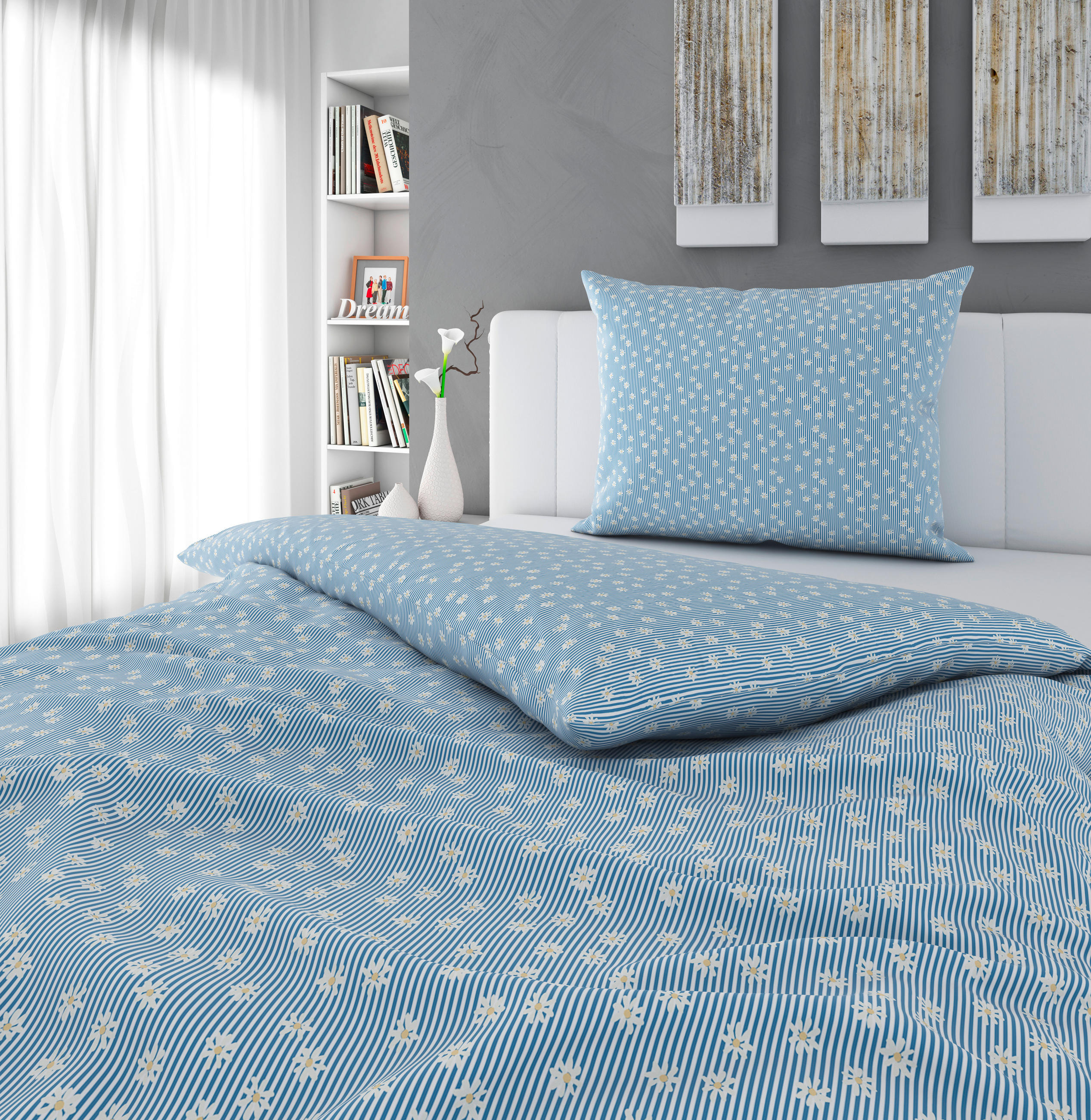 BETTWÄSCHESET 160/210 cm  65 cm/100 cm  - Blau, Konventionell, Textil (160/210cm) - Esposa