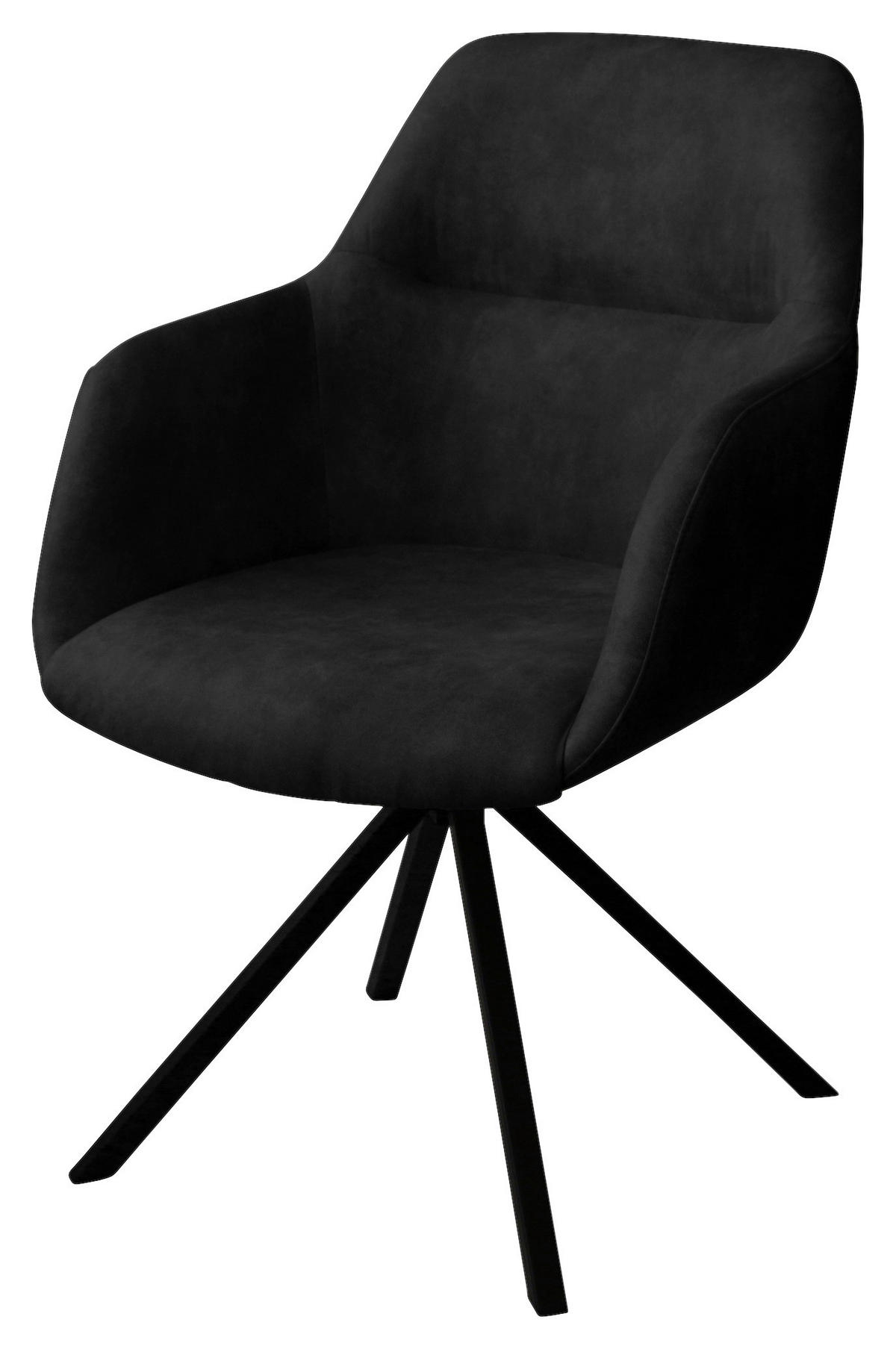 ARMLEHNSTUHL  in Stahl Flachgewebe  - Anthrazit/Schwarz, Design, Textil/Metall (57/85,5/65cm) - Voleo