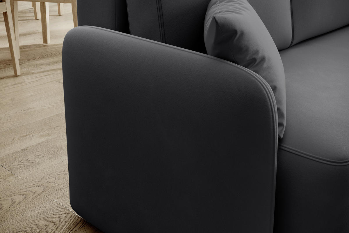 ECKSOFA Plüsch Grau  - Schwarz/Grau, Design, Kunststoff/Textil (206/150cm) - P & B