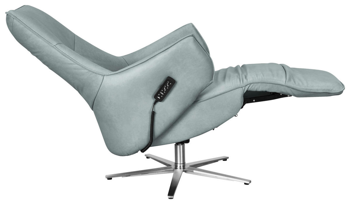 RELAXSESSEL in Leder Hellblau  - Edelstahlfarben/Hellblau, Design, Leder/Metall (70/120/88cm) - Himolla Komfortklass