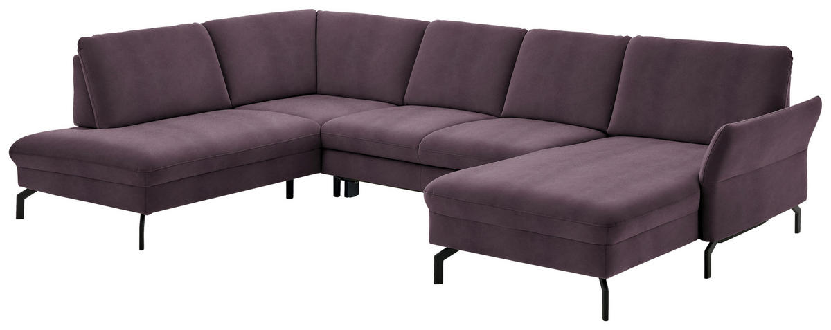 WOHNLANDSCHAFT Lila, Flieder Velours  - Lila/Flieder, Design, Textil/Metall (220/335/179cm) - Beldomo System