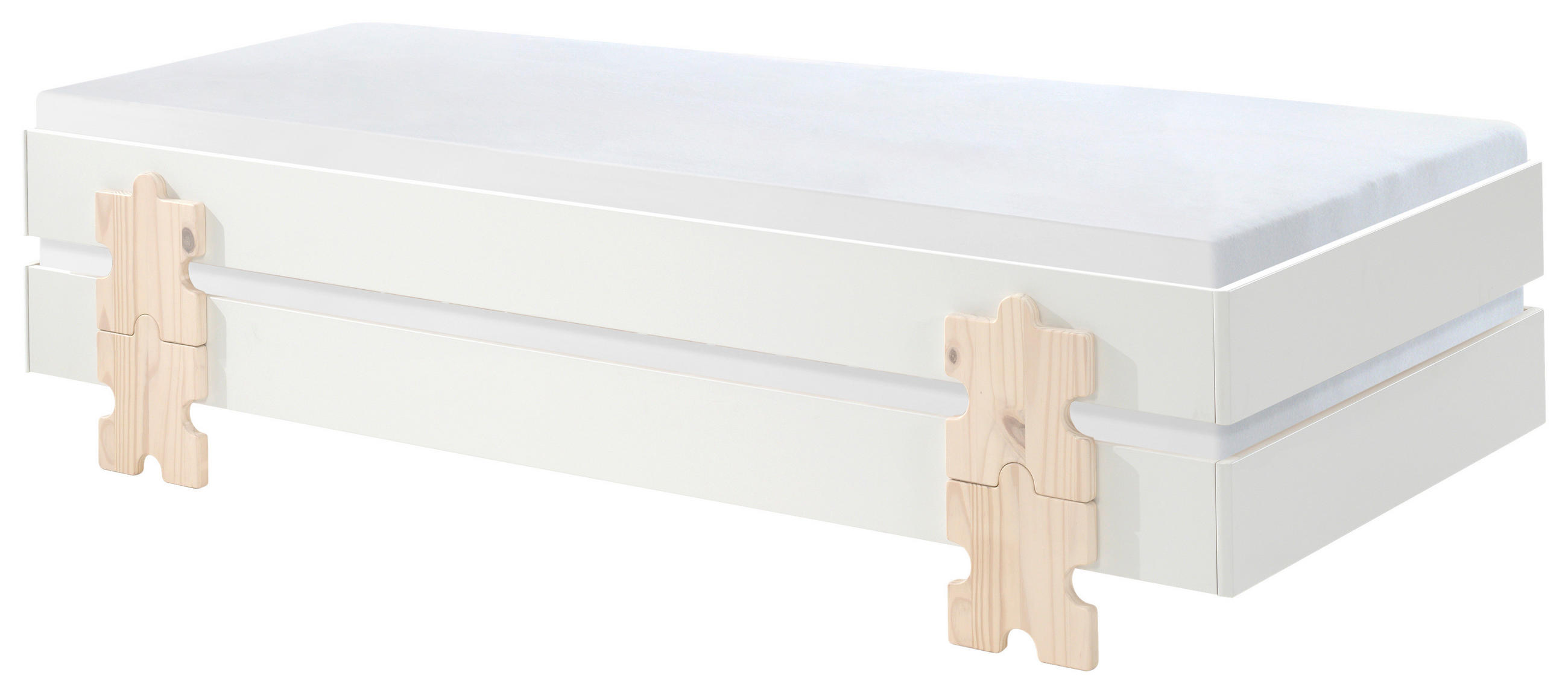 STAPELBETT  90/200 cm  Weiß  - Weiß/Kieferfarben, MODERN, Holz/Holzwerkstoff (90/200cm) - MID.YOU