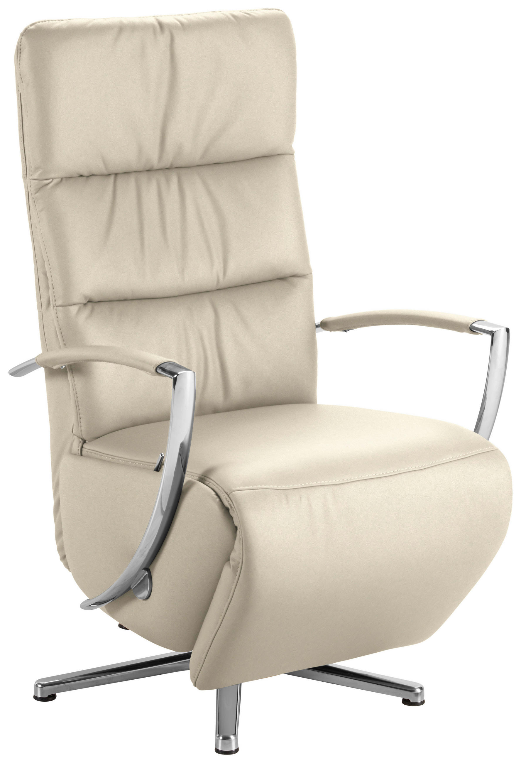 RELAXSESSEL in Leder Creme  - Chromfarben/Creme, Design, Leder/Metall (64/112/80cm) - Cantus