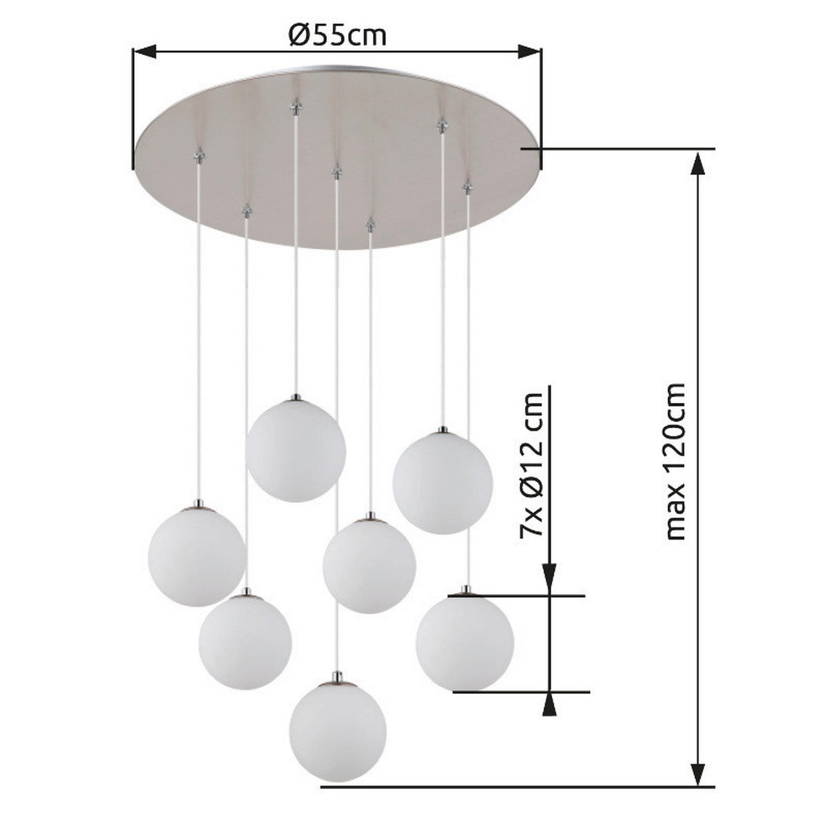 ZÁVESNÉ LED SVIETIDLO, 55/120 cm  - čierna/biela, Design, kov/plast (55/120cm) - Globo