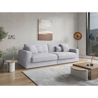 BIGSOFA FABIO E Cord Silberfarben  - Silberfarben/Schwarz, MODERN, Kunststoff/Textil (264/87/108cm) - Sit & More