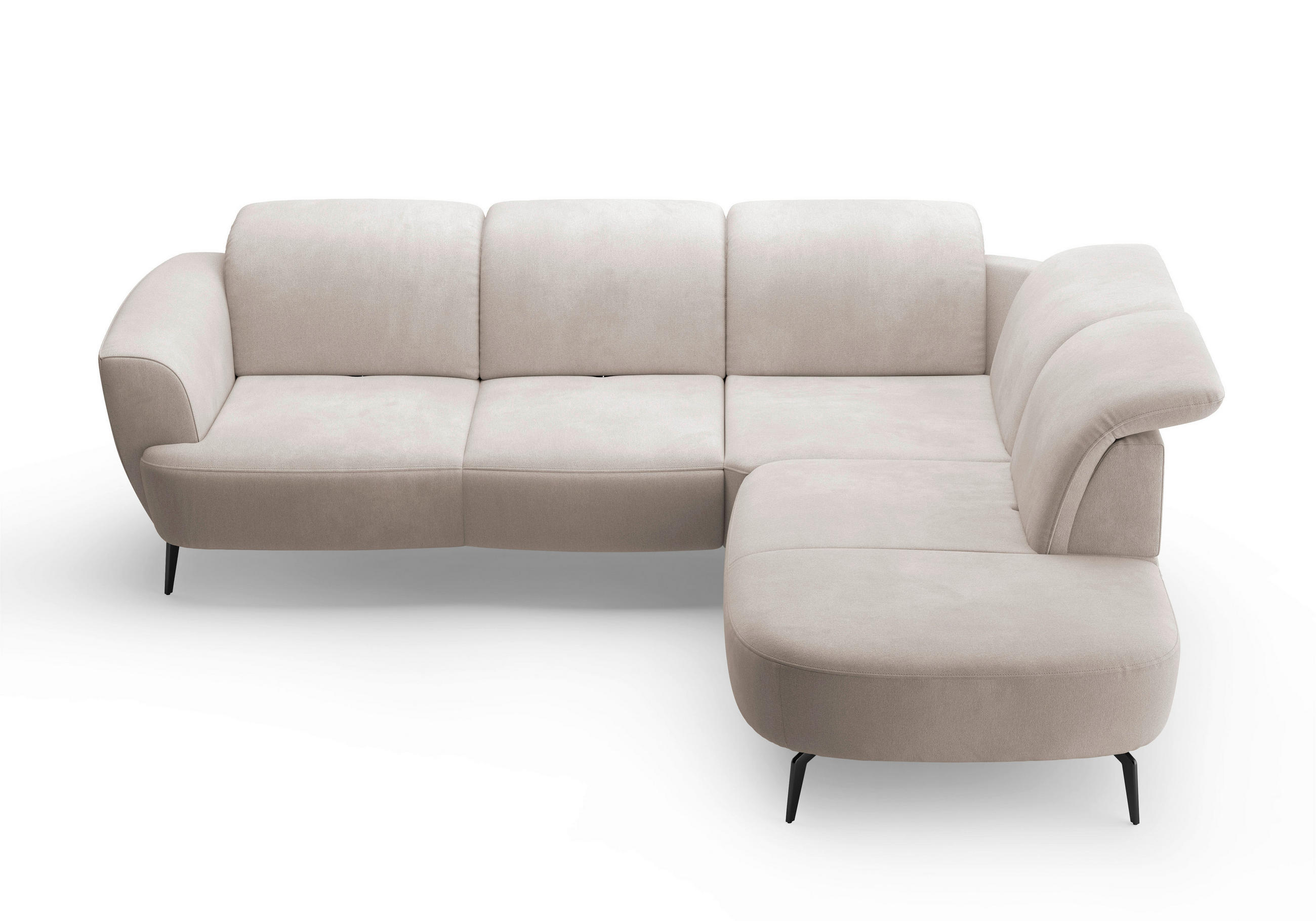 ECKSOFA in Flachgewebe Greige 300/267 cm - Greige/Schwarz, KONVENTIONELL, Textil/Metall (300/267cm) - Sit & More