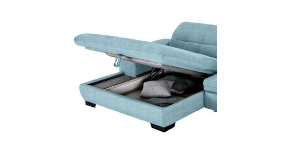 ECKSOFA in Webstoff Hellblau  - Schwarz/Hellblau, Design, Textil/Metall (180/265cm) - Carryhome