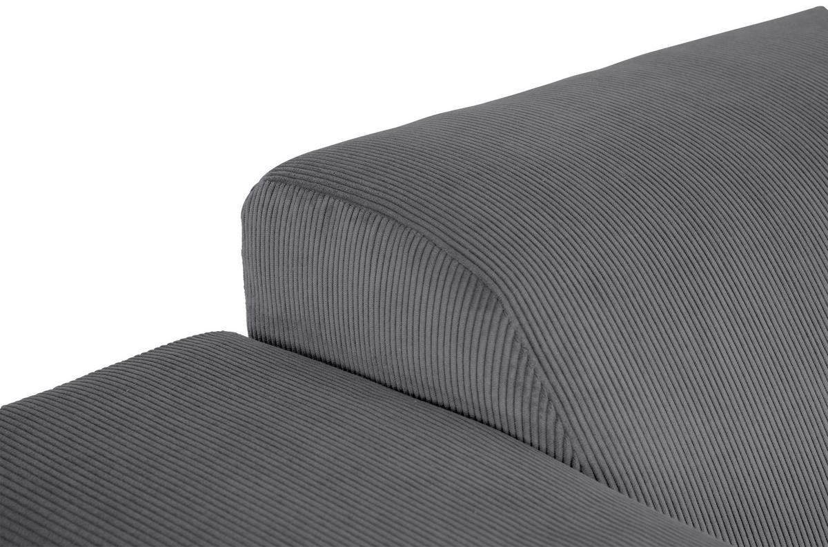 ECKSOFA ERNO Grau Cord  - Schwarz/Grau, Design, Textil/Metall (262/183cm) - MID.YOU
