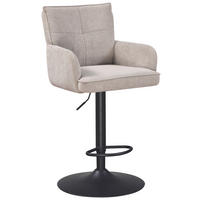 BARHOCKER Cord Grau, Schwarz Eisen Sitzfläche 360° drehbar  - Schwarz/Grau, KONVENTIONELL, Textil/Metall (57/100-121/57cm) - MID.YOU