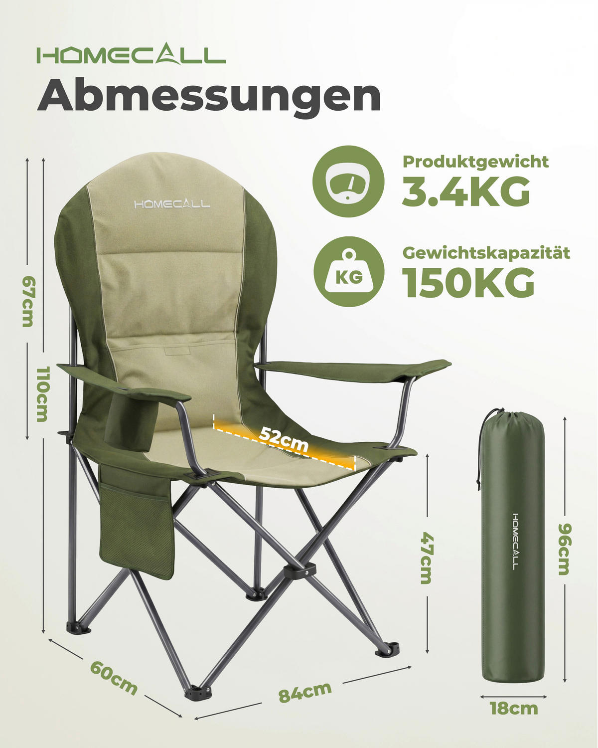 CAMPINGSESSEL - Silberfarben/Grau, Basics, Textil/Metall (84/110/60cm) - Modante