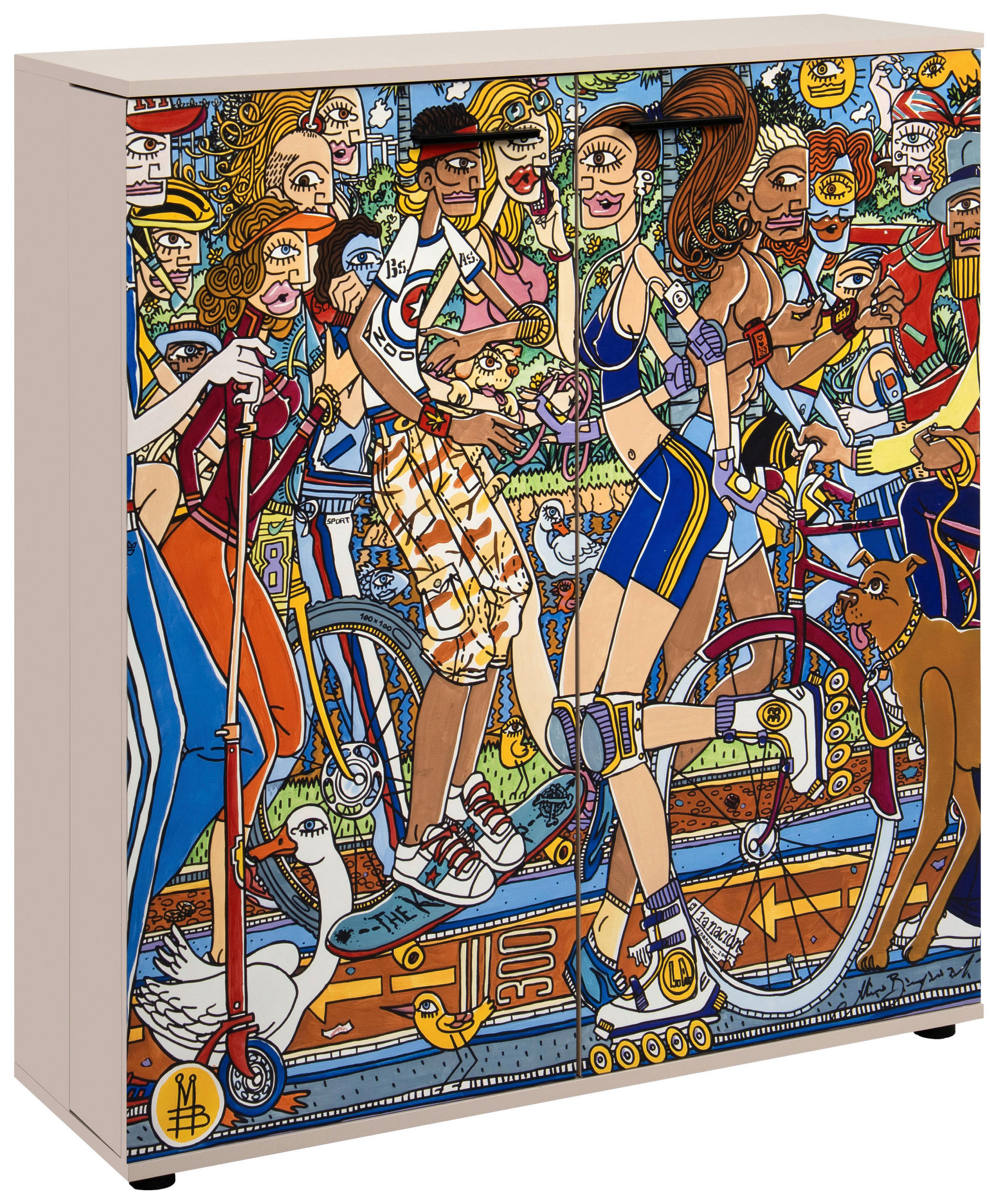 SCHUHSCHRANK 100/110/34 cm  - Multicolor/Schwarz, Design, Holzwerkstoff/Kunststoff (100/110/34cm) - MID.YOU