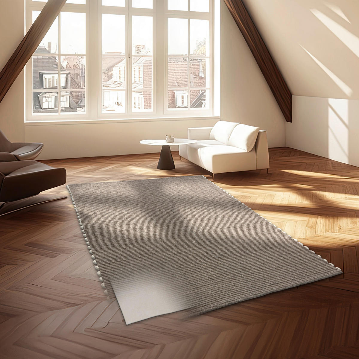 HANDWEBTEPPICH 160/230 cm Omira Dunkelgrau rechteckig  - Dunkelgrau, Basics, Textil (160/230cm) - Schöner Wohnen