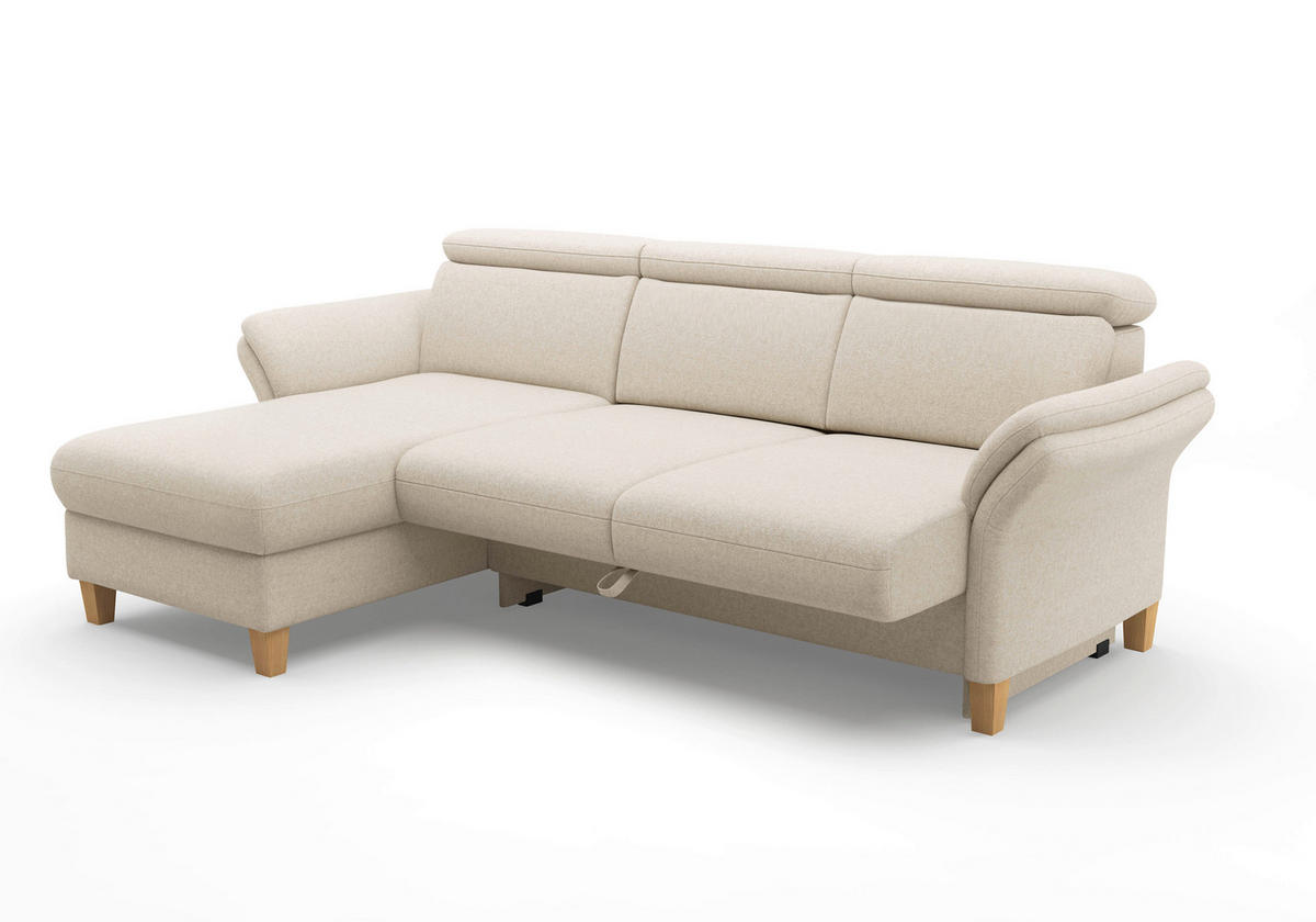 ECKSOFA Flachgewebe Creme  - Eichefarben/Creme, Konventionell, Holz/Textil (166/253cm) - Sit & More