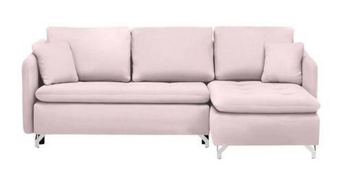 ECKSOFA in Flachgewebe Hellrosa  - Hellrosa/Silberfarben, Design, Textil/Metall (223/146cm) - Ti'me