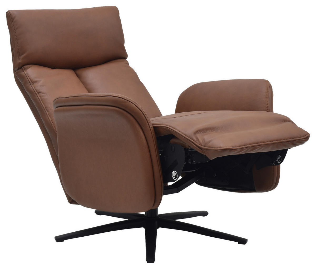 RELAXSESSEL Lederlook Echtleder    - Cognac/Schwarz, Design, Leder/Holz (75/109/84/148/84cm) - Livetastic
