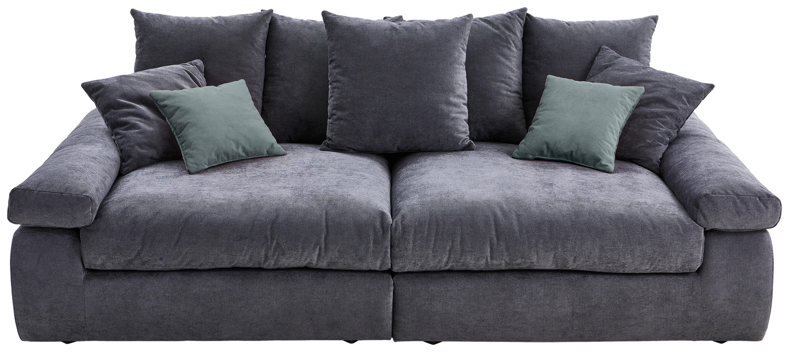 BIGSOFA Feincord Anthrazit, Blaugrau  - Anthrazit/Blaugrau, Design, Kunststoff/Textil (260/90/140cm) - Carryhome