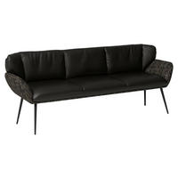 SITZBANK 218/84/67 cm Flachgewebe Kombination Echtleder/Stoff Anthrazit, Schwarz  - Anthrazit/Schwarz, Design, Leder/Textil (218/84/67cm) - Joop!