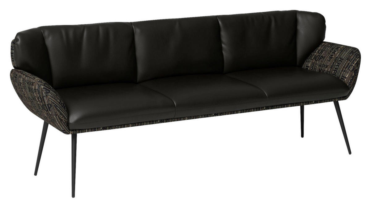 SITZBANK 218/84/67 cm Flachgewebe Kombination Echtleder/Stoff Anthrazit, Schwarz  - Anthrazit/Schwarz, Design, Leder/Textil (218/84/67cm) - Joop!