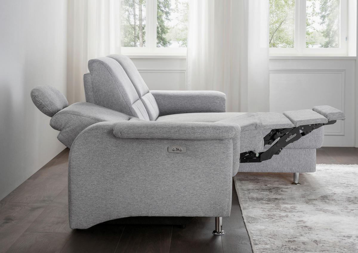 ECKSOFA in Chenille Silberfarben  - Chromfarben/Silberfarben, Modern, Textil/Metall (231/165cm) - Livetastic