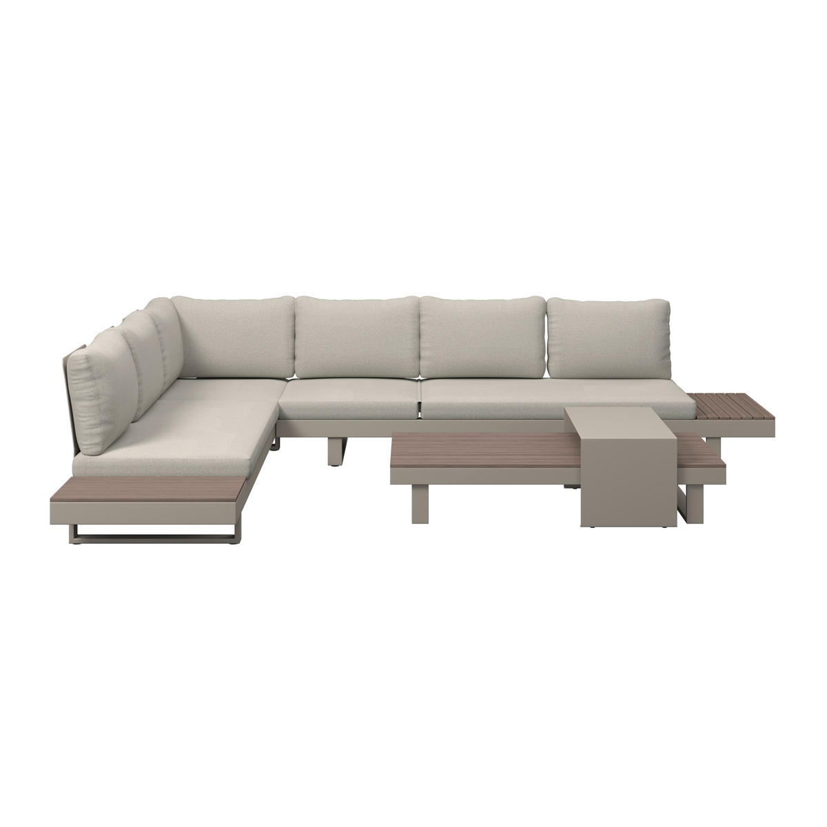 LOUNGEGARNITUR 4-teilig  245/329 cm  Aluminium  - Beige/Braun, MODERN, Kunststoff/Textil (245/329cm) - Ambia Garden