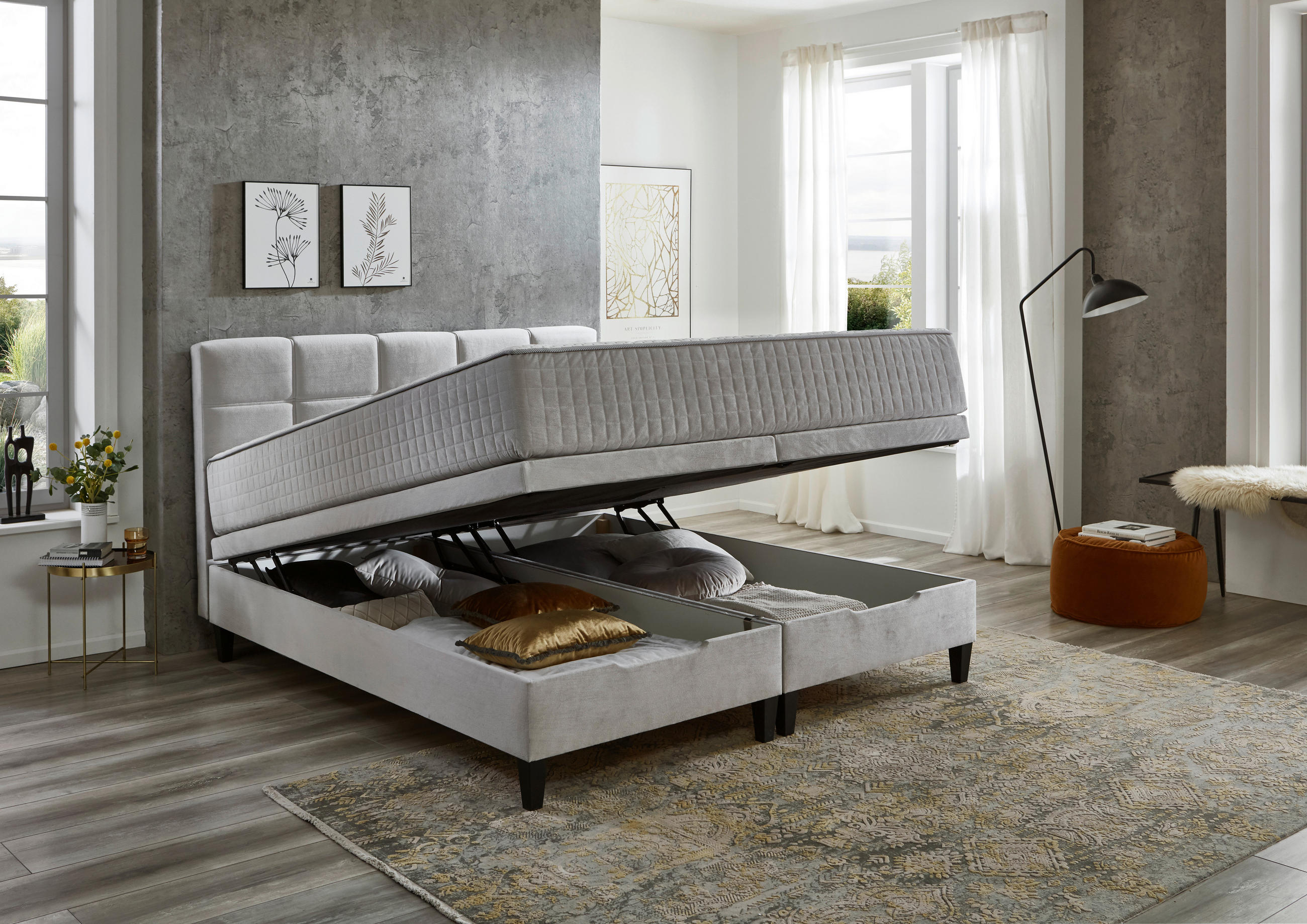 BOXBETT 180/200 cm  in Hellgrau  - Hellgrau, KONVENTIONELL, Textil (180/200cm) - Boxxx