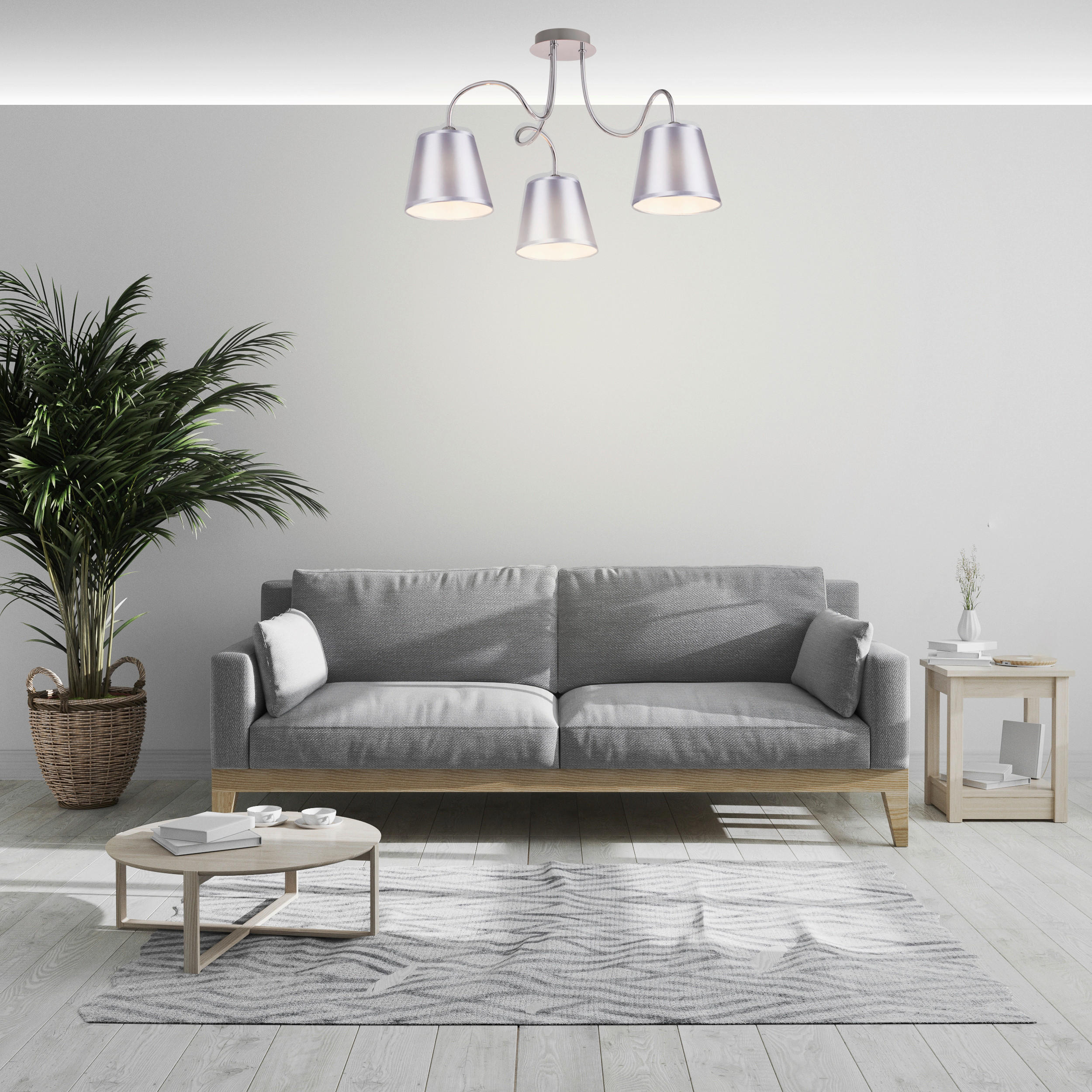 DECKENLEUCHTE 60/60/36 cm - Chromfarben, KONVENTIONELL, Kunststoff/Metall (60/60/36cm)