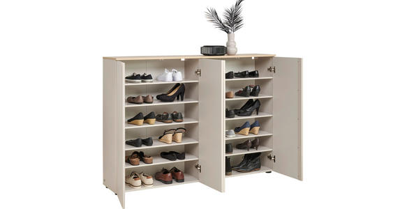 SCHUHSCHRANK 158,2/113,2/34 cm  - Kaschmir/Eichefarben, Design, Holzwerkstoff/Kunststoff (158,2/113,2/34cm) - Voleo