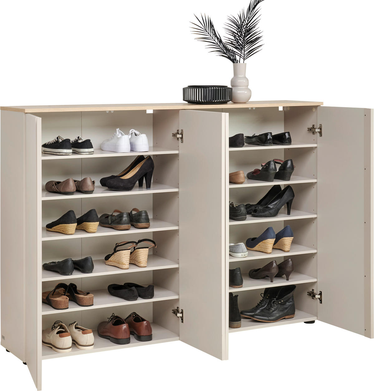 SCHUHSCHRANK 158,2/113,2/34 cm  - Kaschmir/Eichefarben, Design, Holzwerkstoff/Kunststoff (158,2/113,2/34cm) - Voleo