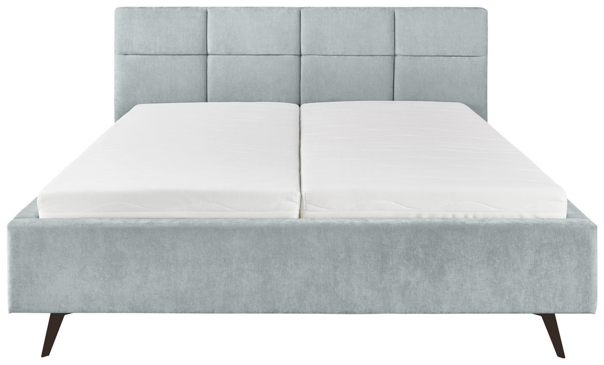 POLSTERBETT 180/200 cm,  in Hellblau,  - Schwarz/Hellblau, KONVENTIONELL, Textil/Metall (180/200cm) - SetOne by Musterring