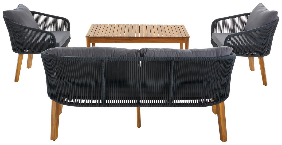 LOUNGEGARNITUR Akazie Hartholz Stahl  - Grau/Akaziefarben, MODERN, Holz/Kunststoff (160/75/70cm) - Ambia Garden