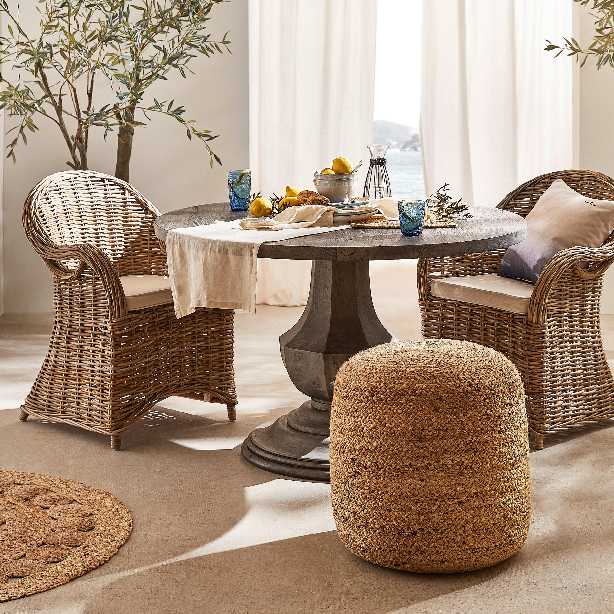POUF Struktur 45/45/30 cm  - Trend, Naturmaterialien (45/45/30cm) - Linea Natura