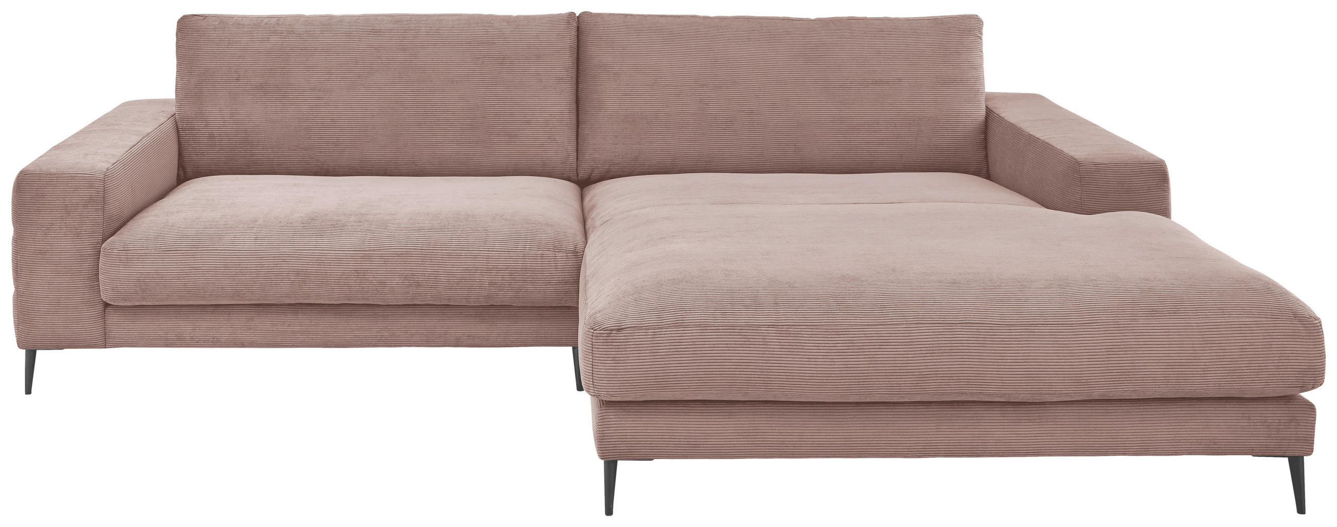 ECKSOFA Badia Base in Feincord Altrosa  293/207 cm  - Schwarz/Altrosa, Design, Textil/Metall (293/207cm) - Dieter Knoll